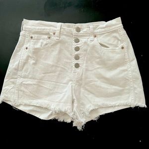 Gap High Rise White Button Up Denim Shorts